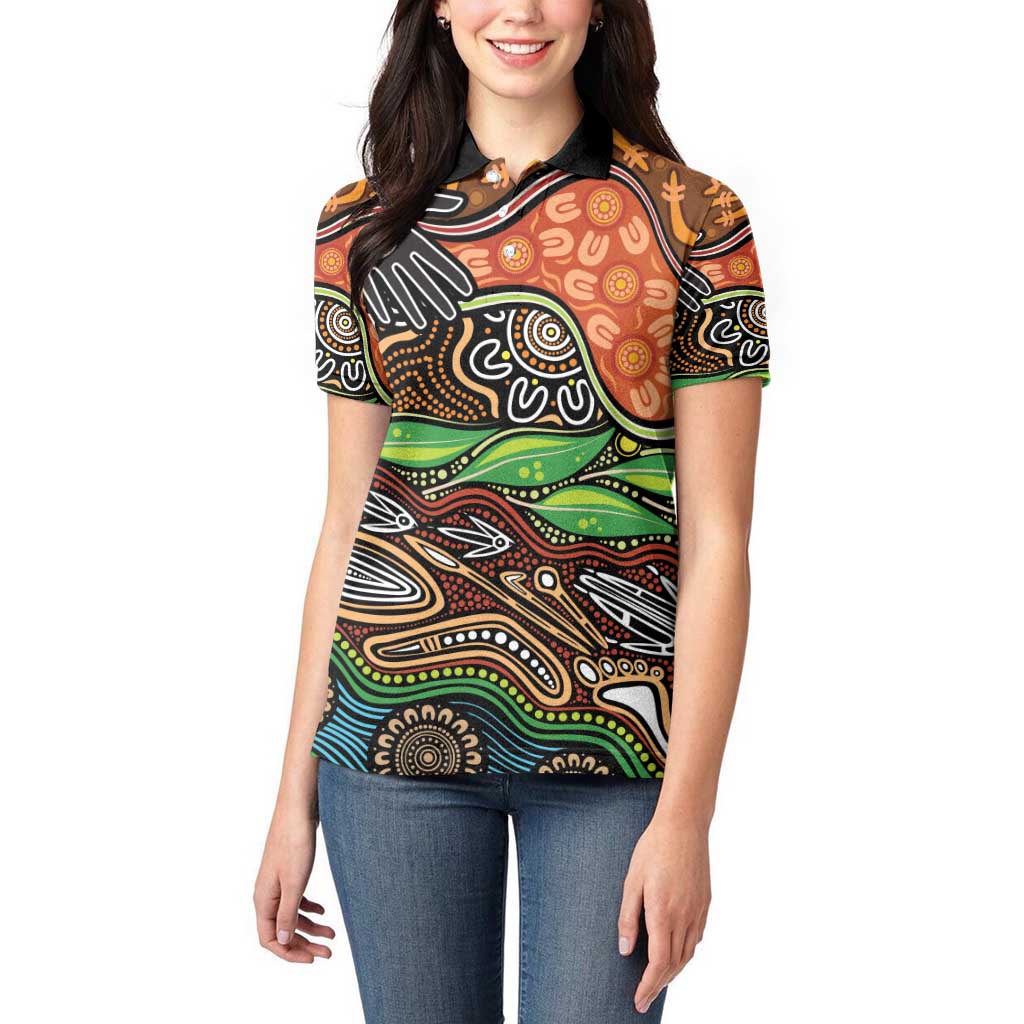 Thriving Together NAIDOC 2025 Women Polo Shirt Aboriginal Indigenous Art