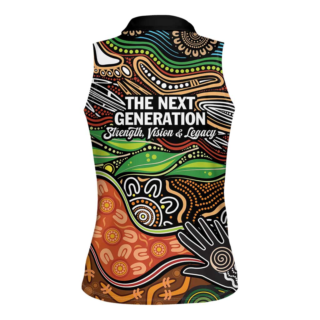 Thriving Together NAIDOC 2025 Women Sleeveless Polo Shirt Aboriginal Indigenous Art