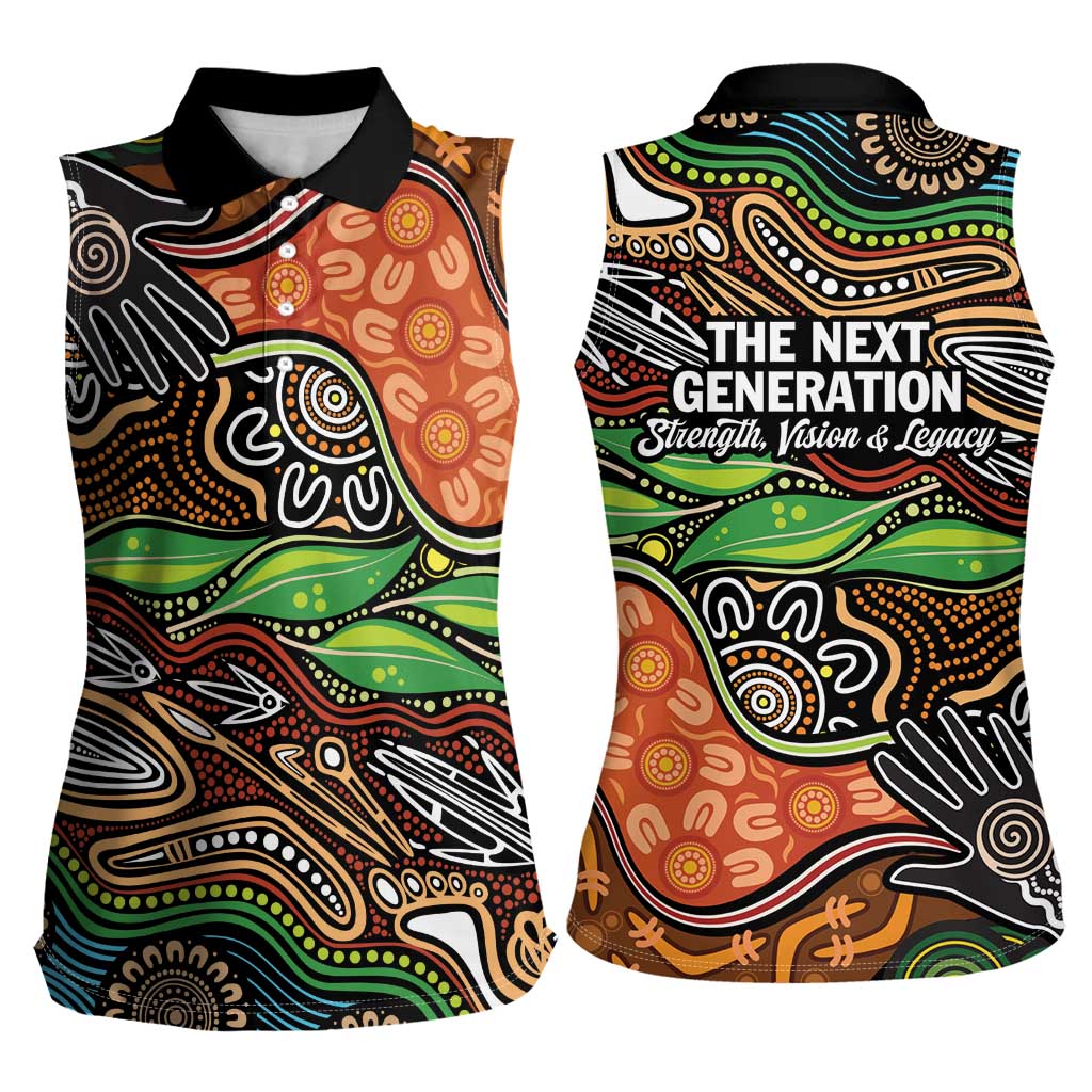 Thriving Together NAIDOC 2025 Women Sleeveless Polo Shirt Aboriginal Indigenous Art