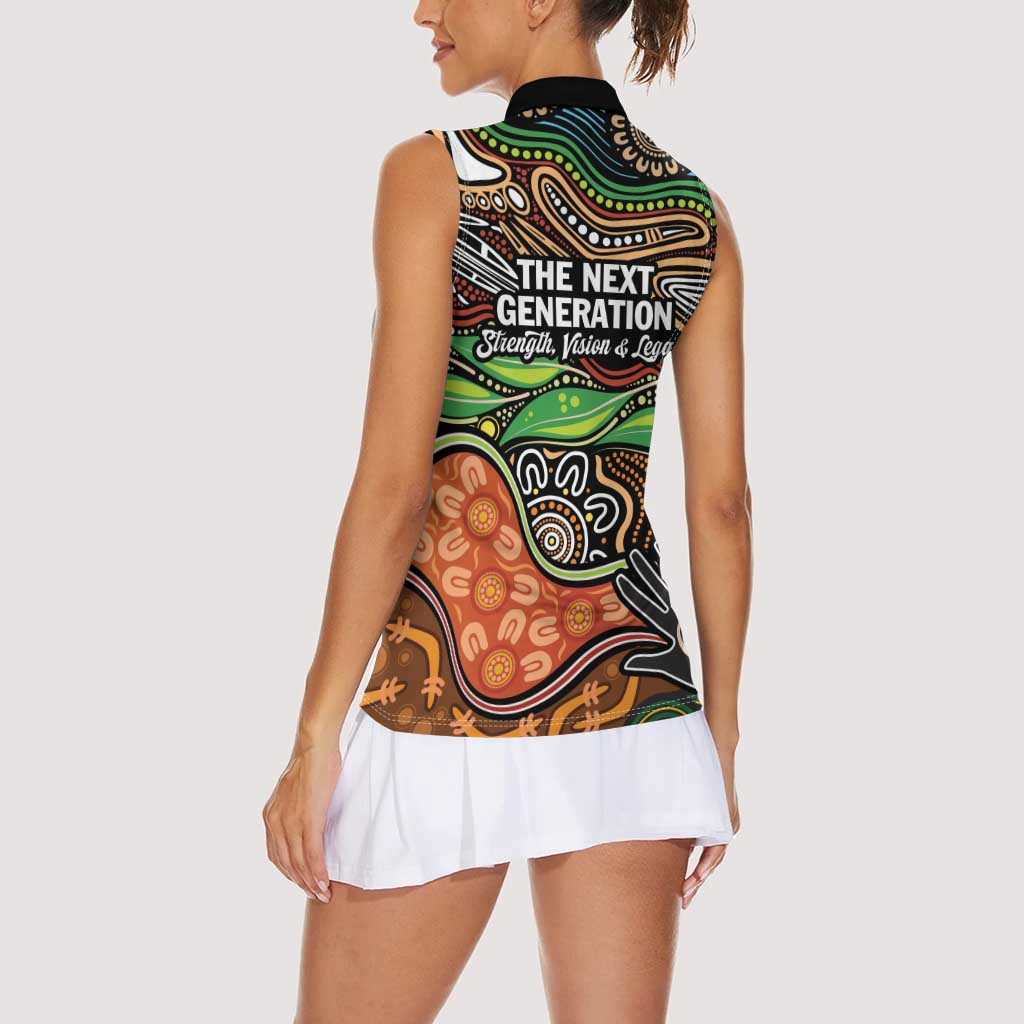 Thriving Together NAIDOC 2025 Women Sleeveless Polo Shirt Aboriginal Indigenous Art