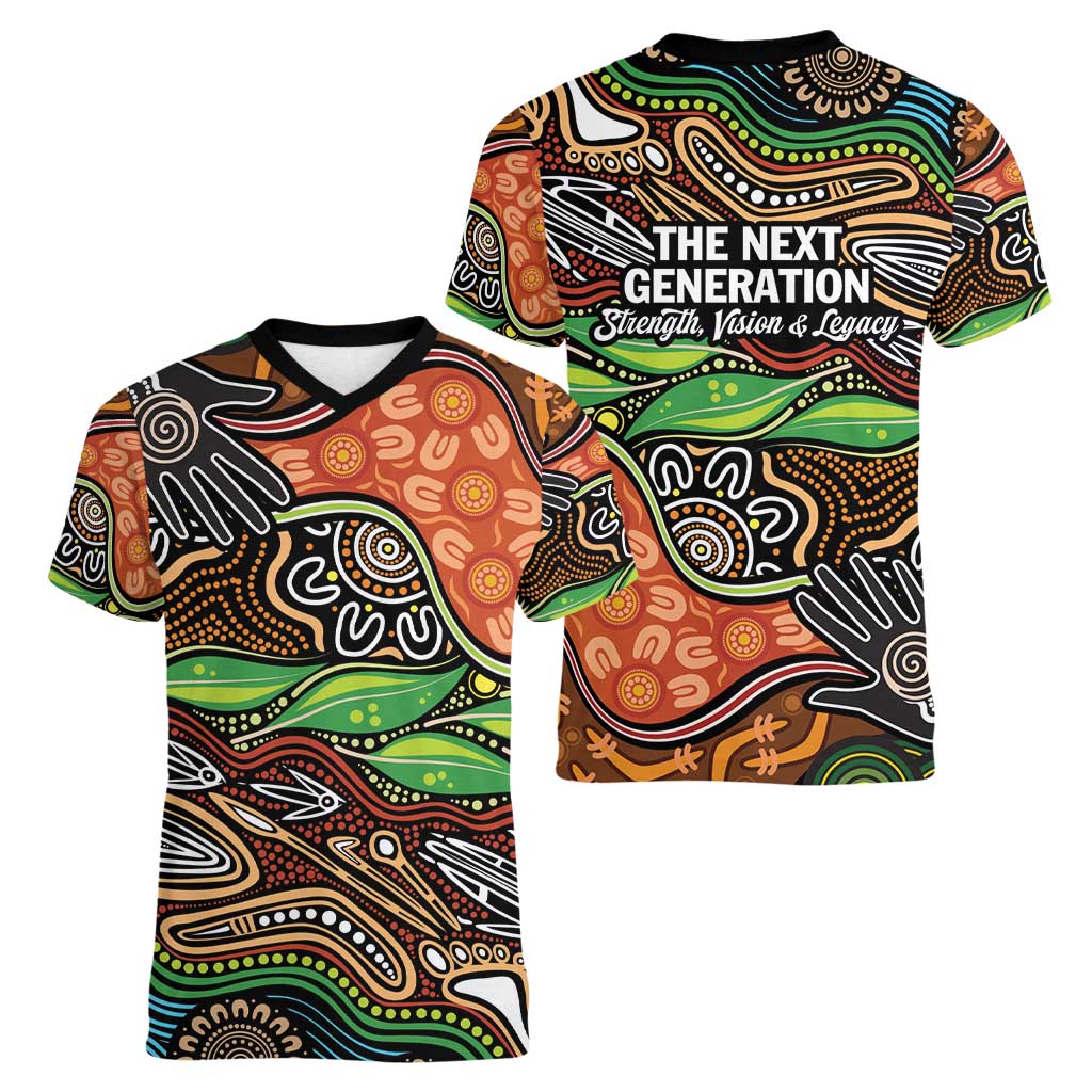 Thriving Together NAIDOC 2025 Women V-Neck T-Shirt Aboriginal Indigenous Art