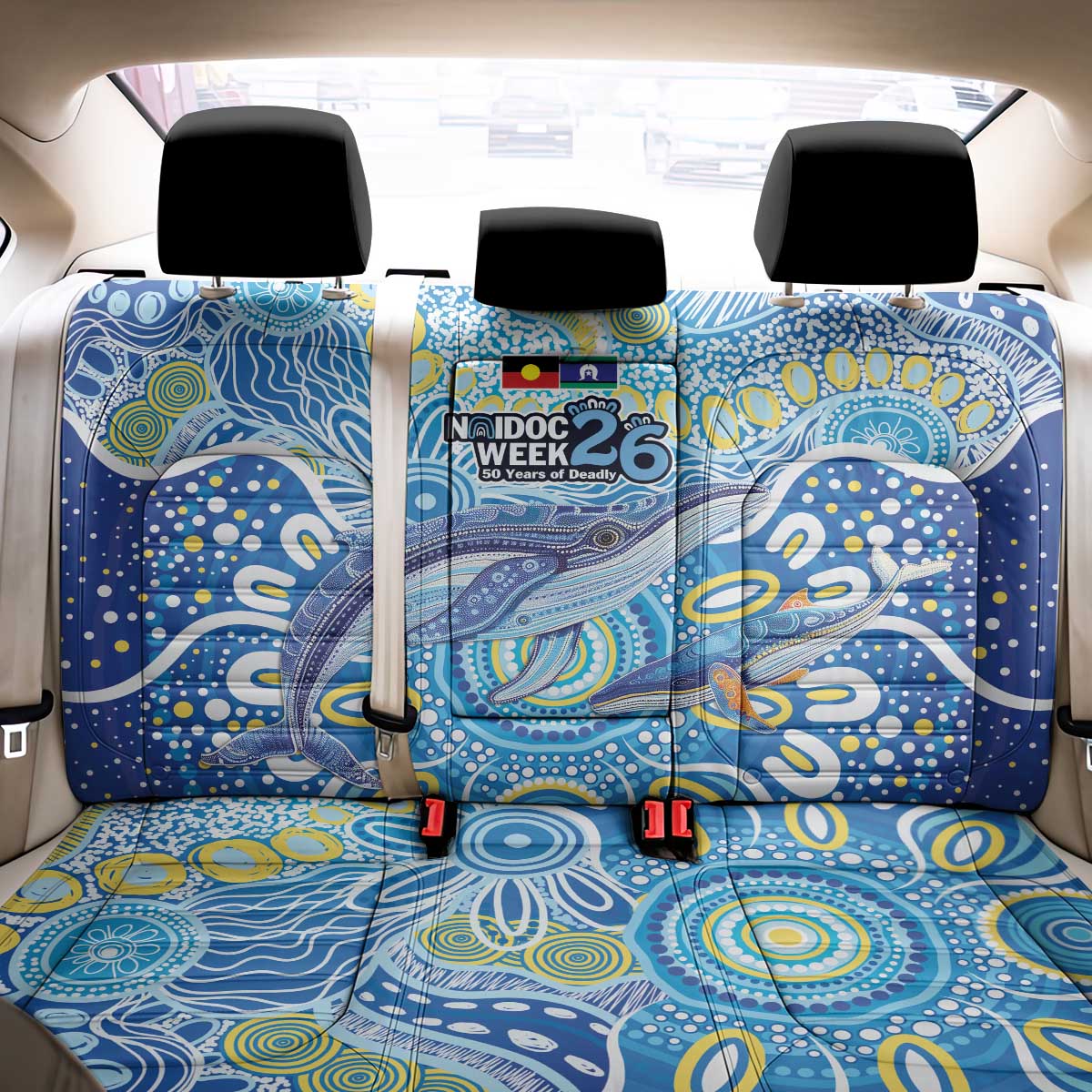 NAIDOC Week 2026 Back Car Seat Cover Dreaming of Whales Aboriginal Dot Art