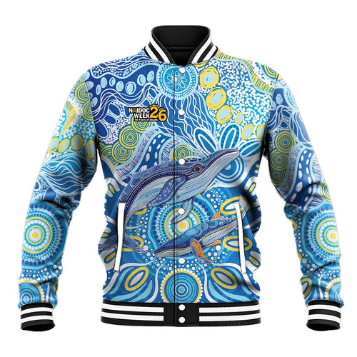 NAIDOC Week 2026 Baseball Jacket Dreaming of Whales Aboriginal Dot Art