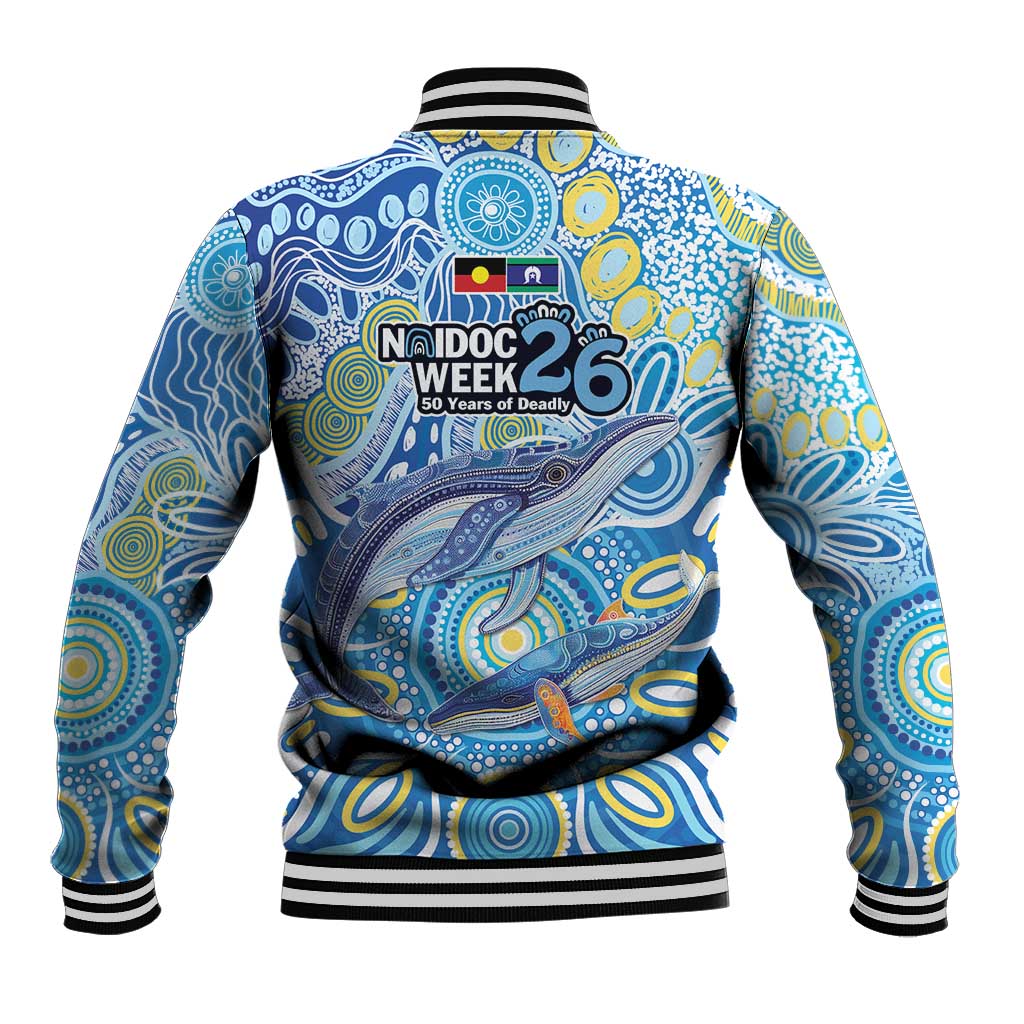 NAIDOC Week 2026 Baseball Jacket Dreaming of Whales Aboriginal Dot Art