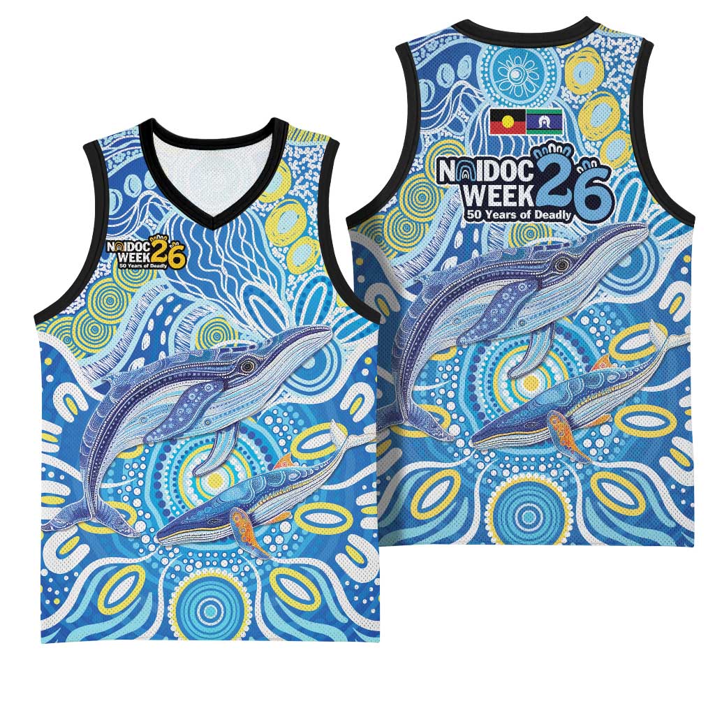 NAIDOC Week 2026 Basketball Jersey Dreaming of Whales Aboriginal Dot Art