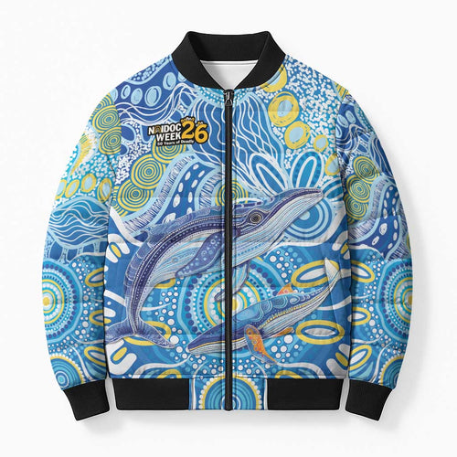 NAIDOC Week 2026 Bomber Puffer Jacket Dreaming of Whales Aboriginal Dot Art