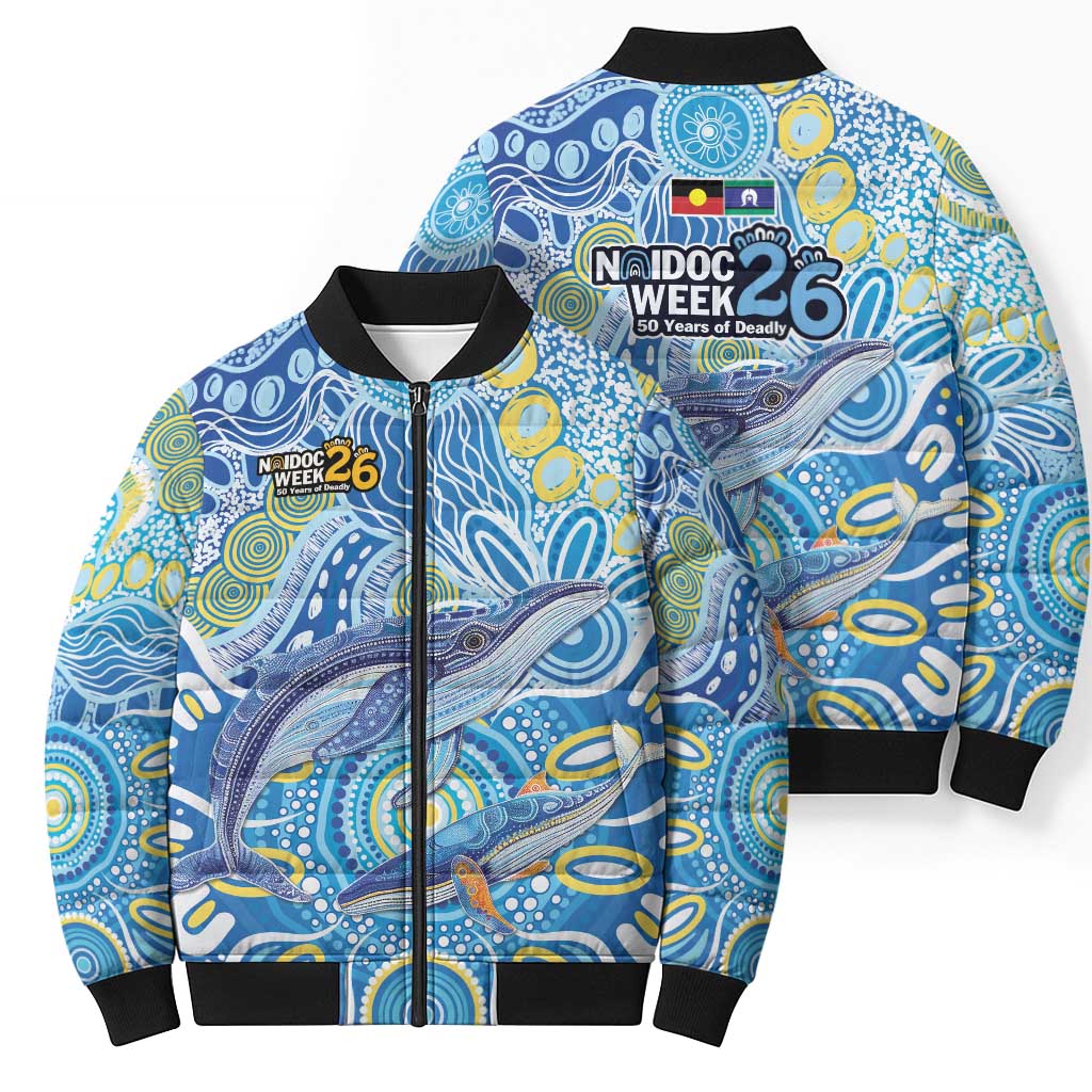 NAIDOC Week 2026 Bomber Puffer Jacket Dreaming of Whales Aboriginal Dot Art