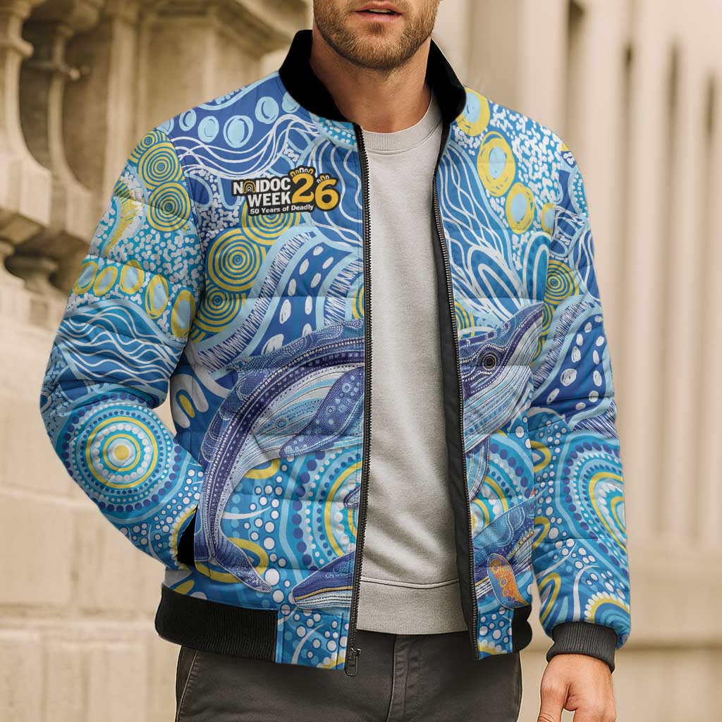NAIDOC Week 2026 Bomber Puffer Jacket Dreaming of Whales Aboriginal Dot Art