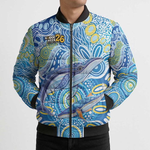 NAIDOC Week 2026 Bomber Puffer Jacket Dreaming of Whales Aboriginal Dot Art