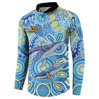 NAIDOC Week 2026 Button Sweatshirt Dreaming of Whales Aboriginal Dot Art