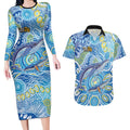 NAIDOC Week 2026 Couples Matching Long Sleeve Bodycon Dress and Hawaiian Shirt Dreaming of Whales Aboriginal Dot Art