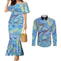 NAIDOC Week 2026 Couples Matching Mermaid Dress and Long Sleeve Button Shirt Dreaming of Whales Aboriginal Dot Art