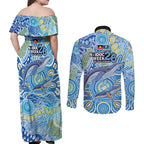 NAIDOC Week 2026 Couples Matching Off Shoulder Maxi Dress and Long Sleeve Button Shirt Dreaming of Whales Aboriginal Dot Art