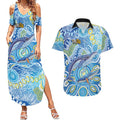 NAIDOC Week 2026 Couples Matching Summer Maxi Dress and Hawaiian Shirt Dreaming of Whales Aboriginal Dot Art