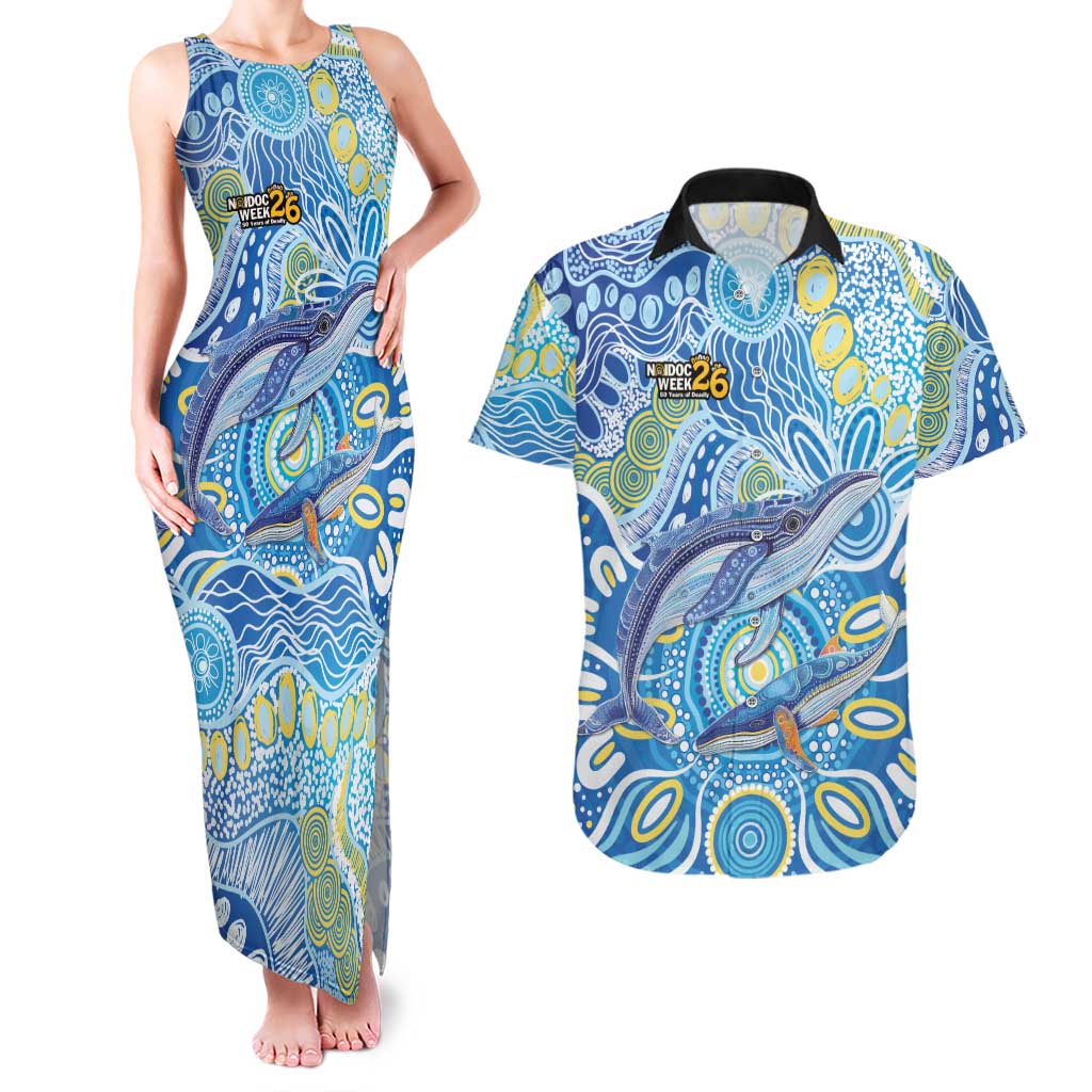 NAIDOC Week 2026 Couples Matching Tank Maxi Dress and Hawaiian Shirt Dreaming of Whales Aboriginal Dot Art
