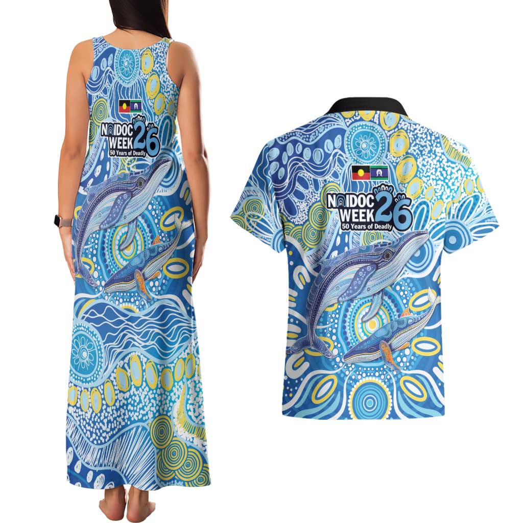 NAIDOC Week 2026 Couples Matching Tank Maxi Dress and Hawaiian Shirt Dreaming of Whales Aboriginal Dot Art