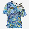 NAIDOC Week 2026 Cross Shoulder Shirt Dreaming of Whales Aboriginal Dot Art