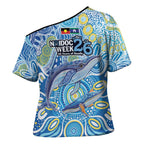 NAIDOC Week 2026 Cross Shoulder Shirt Dreaming of Whales Aboriginal Dot Art