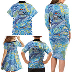 NAIDOC Week 2026 Family Matching Long Sleeve Bodycon Dress and Hawaiian Shirt Dreaming of Whales Aboriginal Dot Art