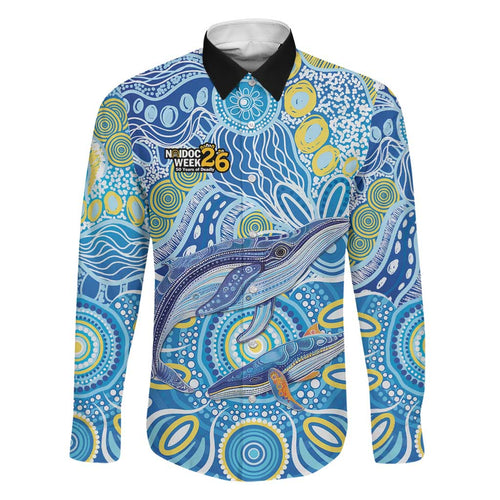NAIDOC Week 2026 Family Matching Long Sleeve Bodycon Dress and Hawaiian Shirt Dreaming of Whales Aboriginal Dot Art