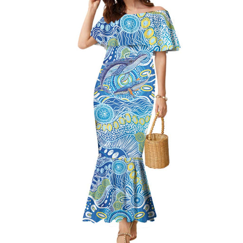 NAIDOC Week 2026 Family Matching Mermaid Dress and Hawaiian Shirt Dreaming of Whales Aboriginal Dot Art