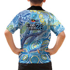 NAIDOC Week 2026 Family Matching Off Shoulder Maxi Dress and Hawaiian Shirt Dreaming of Whales Aboriginal Dot Art