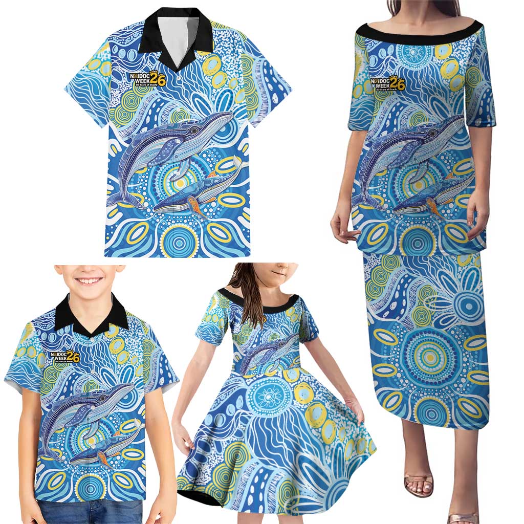 NAIDOC Week 2026 Family Matching Puletasi and Hawaiian Shirt Dreaming of Whales Aboriginal Dot Art
