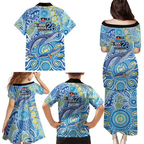 NAIDOC Week 2026 Family Matching Puletasi and Hawaiian Shirt Dreaming of Whales Aboriginal Dot Art