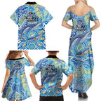 NAIDOC Week 2026 Family Matching Summer Maxi Dress and Hawaiian Shirt Dreaming of Whales Aboriginal Dot Art