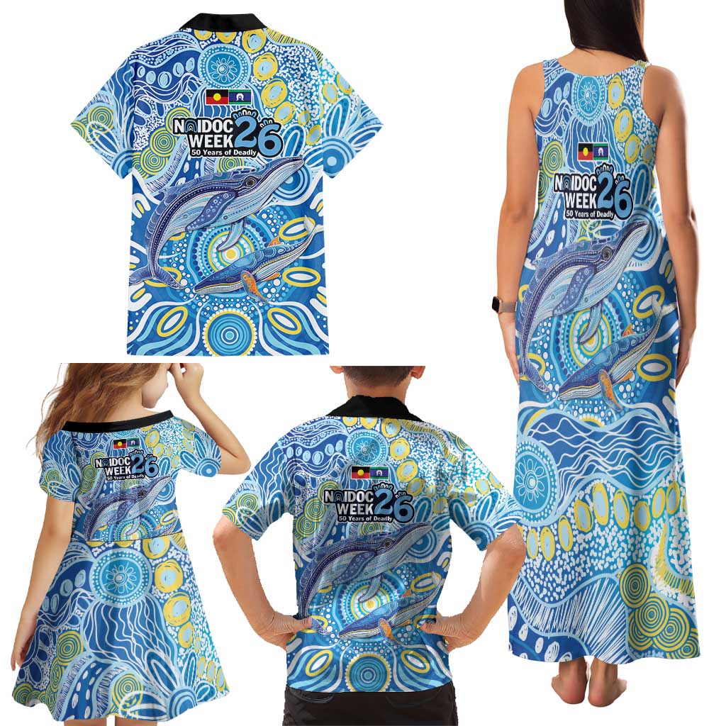 NAIDOC Week 2026 Family Matching Tank Maxi Dress and Hawaiian Shirt Dreaming of Whales Aboriginal Dot Art