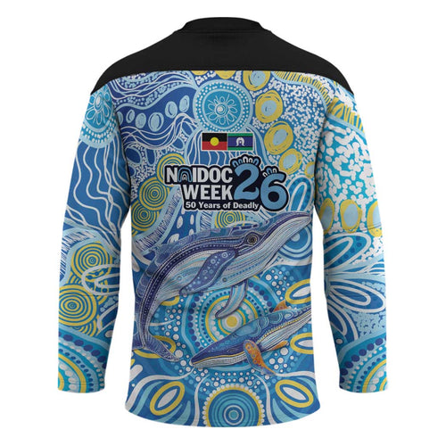NAIDOC Week 2026 Hockey Jersey Dreaming of Whales Aboriginal Dot Art