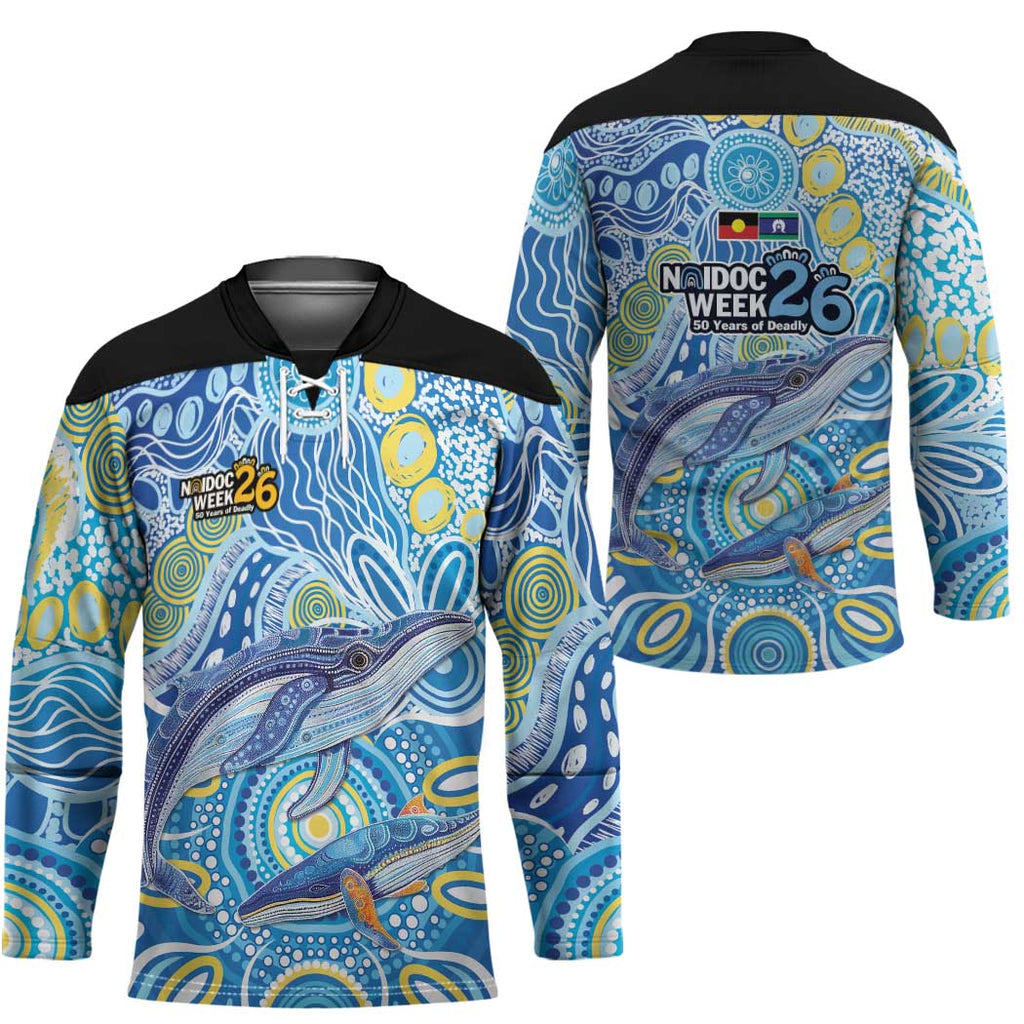 NAIDOC Week 2026 Hockey Jersey Dreaming of Whales Aboriginal Dot Art