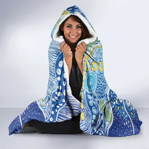 NAIDOC Week 2026 Hooded Blanket Dreaming of Whales Aboriginal Dot Art