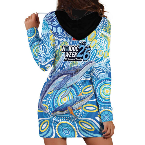 NAIDOC Week 2026 Hoodie Dress Dreaming of Whales Aboriginal Dot Art