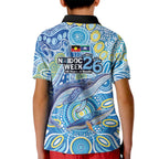 NAIDOC Week 2026 Kid Polo Shirt Dreaming of Whales Aboriginal Dot Art