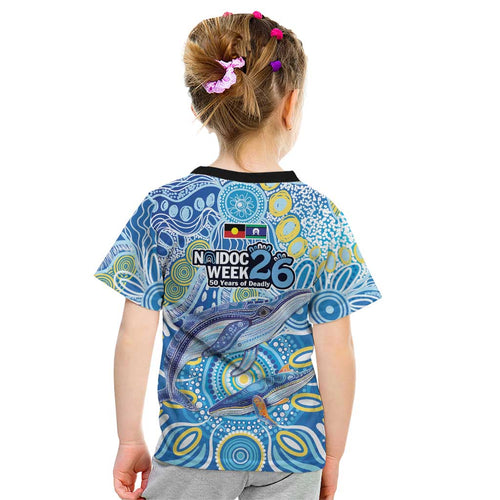 NAIDOC Week 2026 Kid T Shirt Dreaming of Whales Aboriginal Dot Art