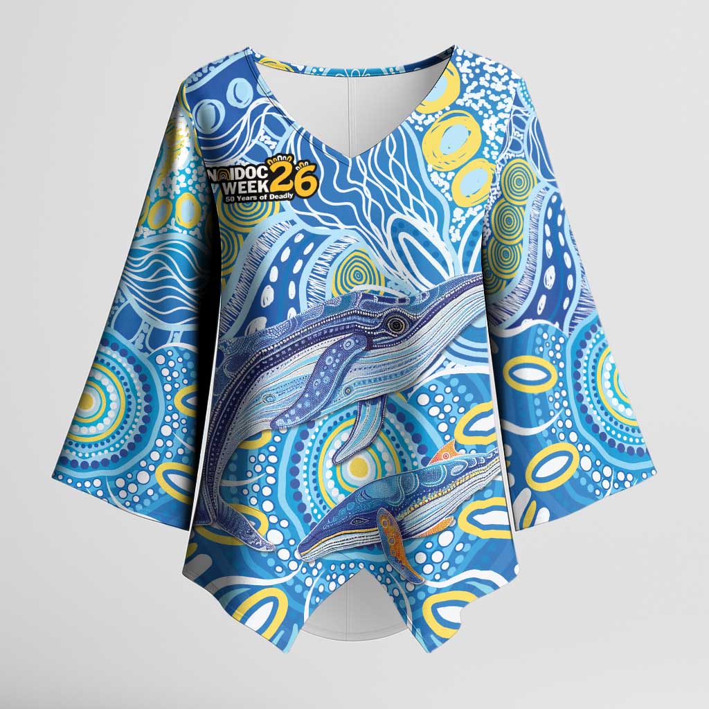 NAIDOC Week 2026 Kimono Sleeve Blouse Dreaming of Whales Aboriginal Dot Art