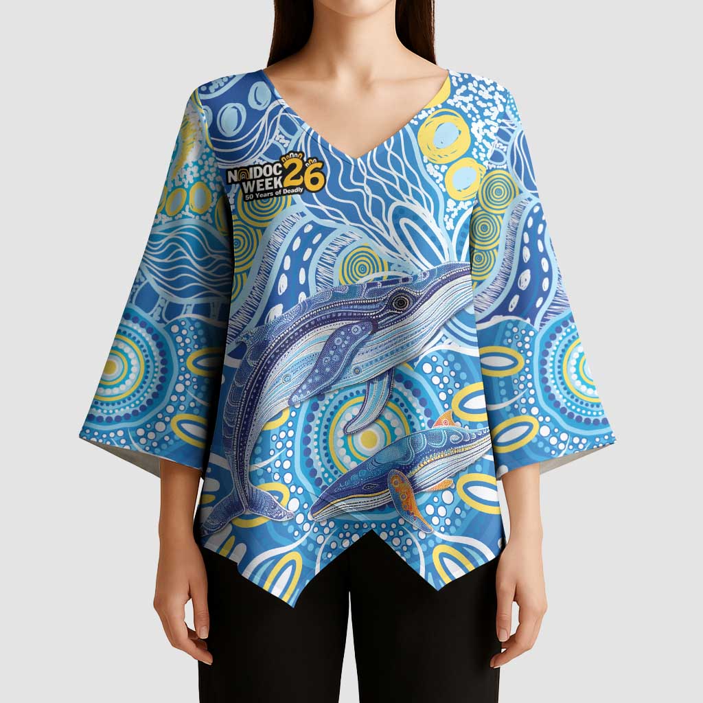 NAIDOC Week 2026 Kimono Sleeve Blouse Dreaming of Whales Aboriginal Dot Art