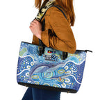 NAIDOC Week 2026 Leather Tote Bag Dreaming of Whales Aboriginal Dot Art