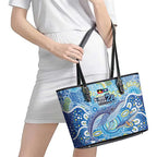 NAIDOC Week 2026 Leather Tote Bag Dreaming of Whales Aboriginal Dot Art