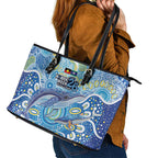 NAIDOC Week 2026 Leather Tote Bag Dreaming of Whales Aboriginal Dot Art