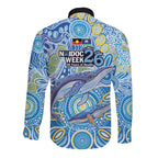 NAIDOC Week 2026 Long Sleeve Button Shirt Dreaming of Whales Aboriginal Dot Art