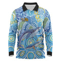 NAIDOC Week 2026 Long Sleeve Polo Shirt Dreaming of Whales Aboriginal Dot Art