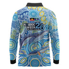 NAIDOC Week 2026 Long Sleeve Polo Shirt Dreaming of Whales Aboriginal Dot Art