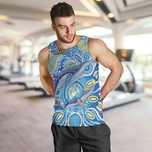 NAIDOC Week 2026 Men Tank Top Dreaming of Whales Aboriginal Dot Art