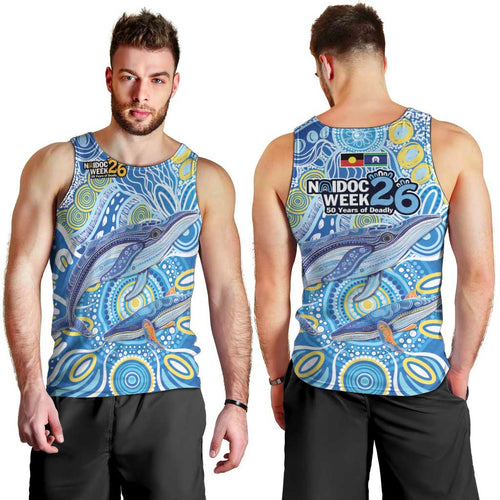 NAIDOC Week 2026 Men Tank Top Dreaming of Whales Aboriginal Dot Art