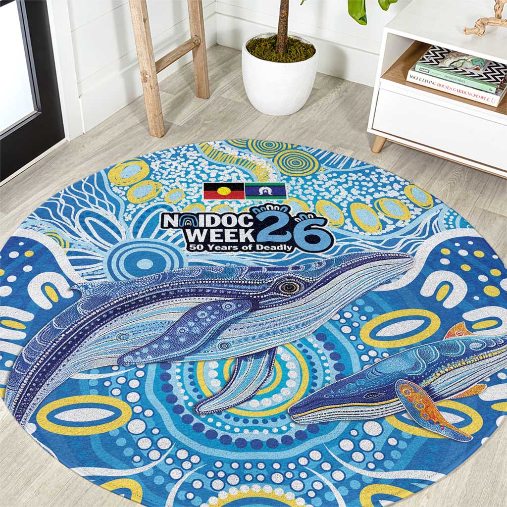 NAIDOC Week 2026 Round Carpet Dreaming of Whales Aboriginal Dot Art