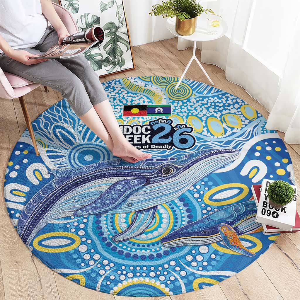 NAIDOC Week 2026 Round Carpet Dreaming of Whales Aboriginal Dot Art
