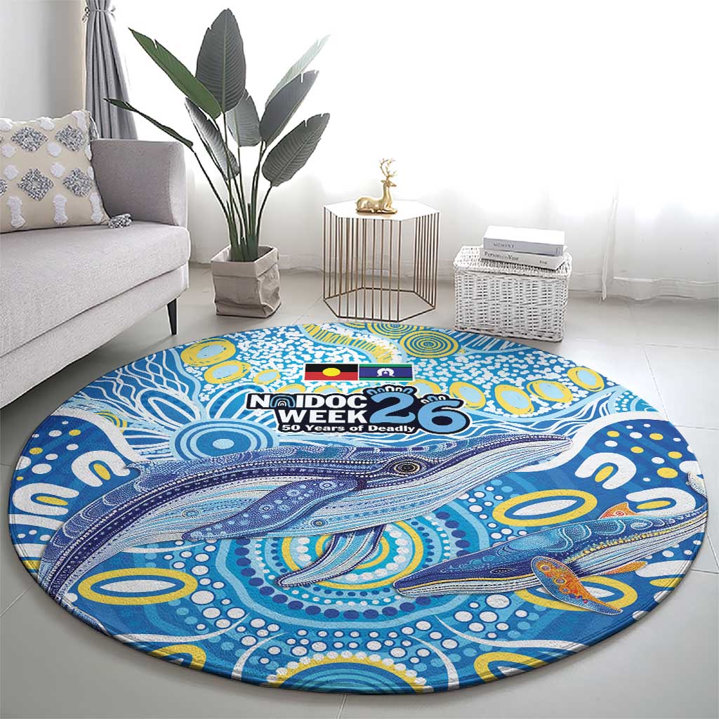 NAIDOC Week 2026 Round Carpet Dreaming of Whales Aboriginal Dot Art