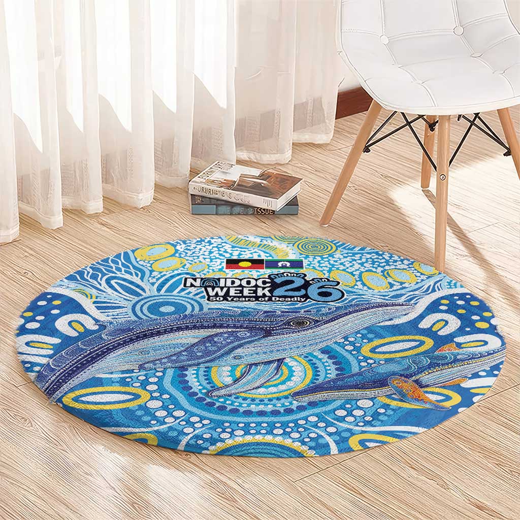 NAIDOC Week 2026 Round Carpet Dreaming of Whales Aboriginal Dot Art